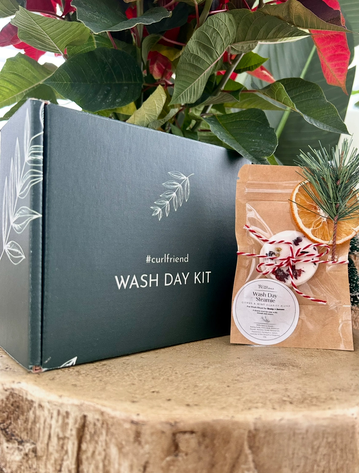 Deluxe Wash Day Steamies duo with matching bamboo tray, aromatherapy shower steamers that turn shower time into a spa moment.